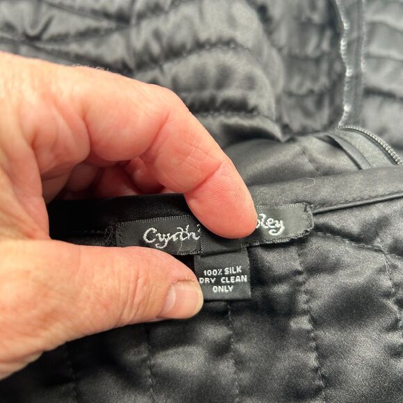 CYNTHIA ROWLEY 100% Silk Quilted Scoop Neck Tank Dress A-Line Skirt- Black- Sz 4 - Picture 7 of 11